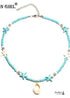 Boho Necklace, Hippie Blue Shell & Starfish